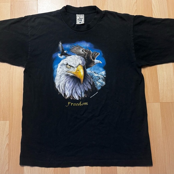 Vintage 90s Freedom Eagle T-Shirt - Alore Made in the USA - Sz Large - Picture 2 of 5